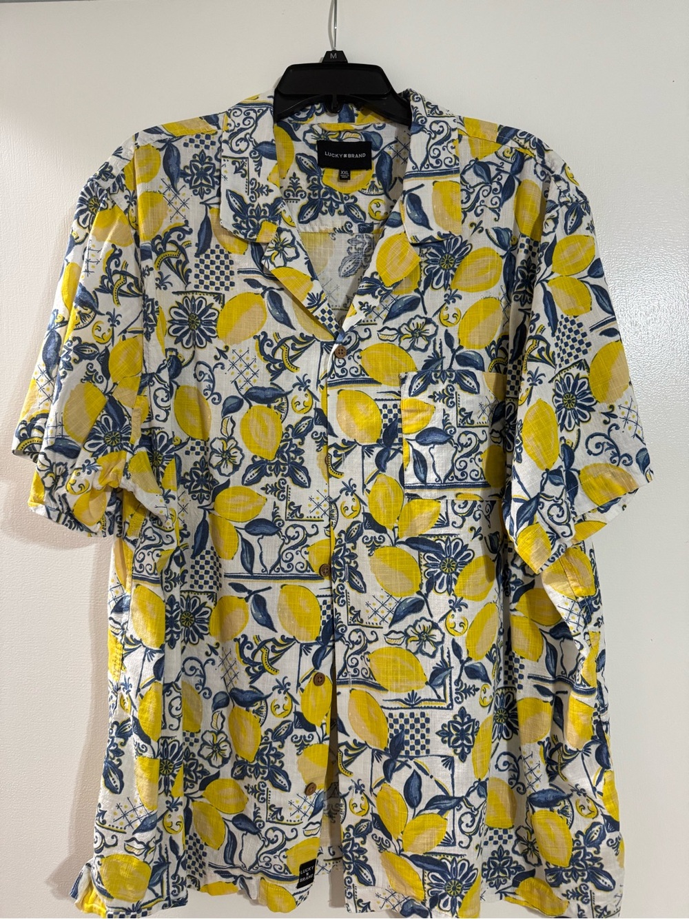 Lucky Brand Lemon Print Short-Sleeve Button-Up - Yellow & Blue